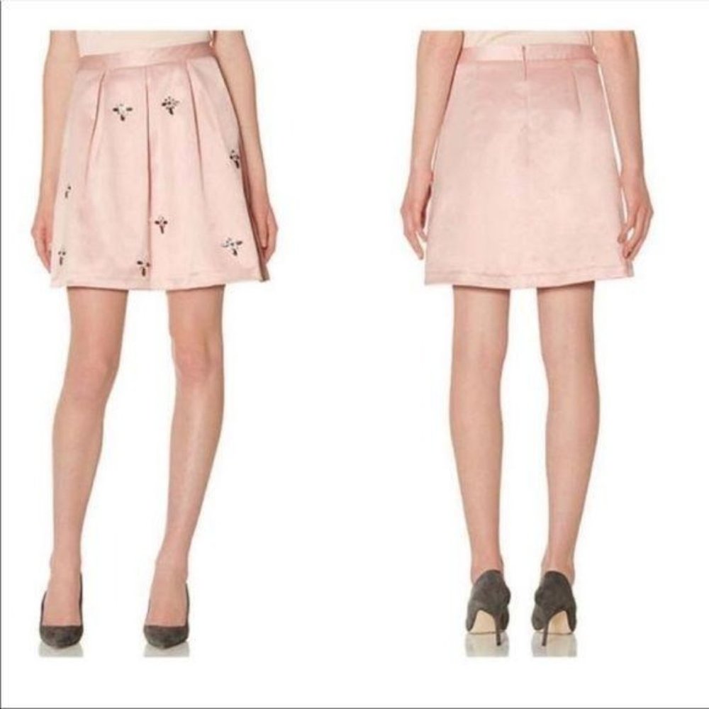 The Limited Jeweled Satin Blush Mini Skirt NWT M